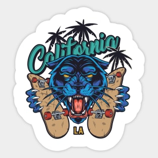 california skate panther Sticker